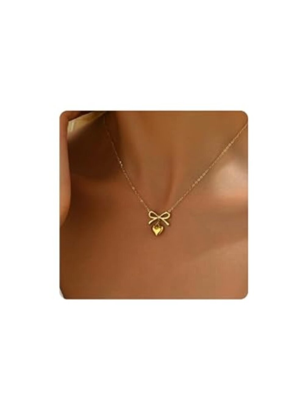 ๐ JotCa Gold Necklace for Women 18K Gold Plated Dainty Heart Bow Pendant